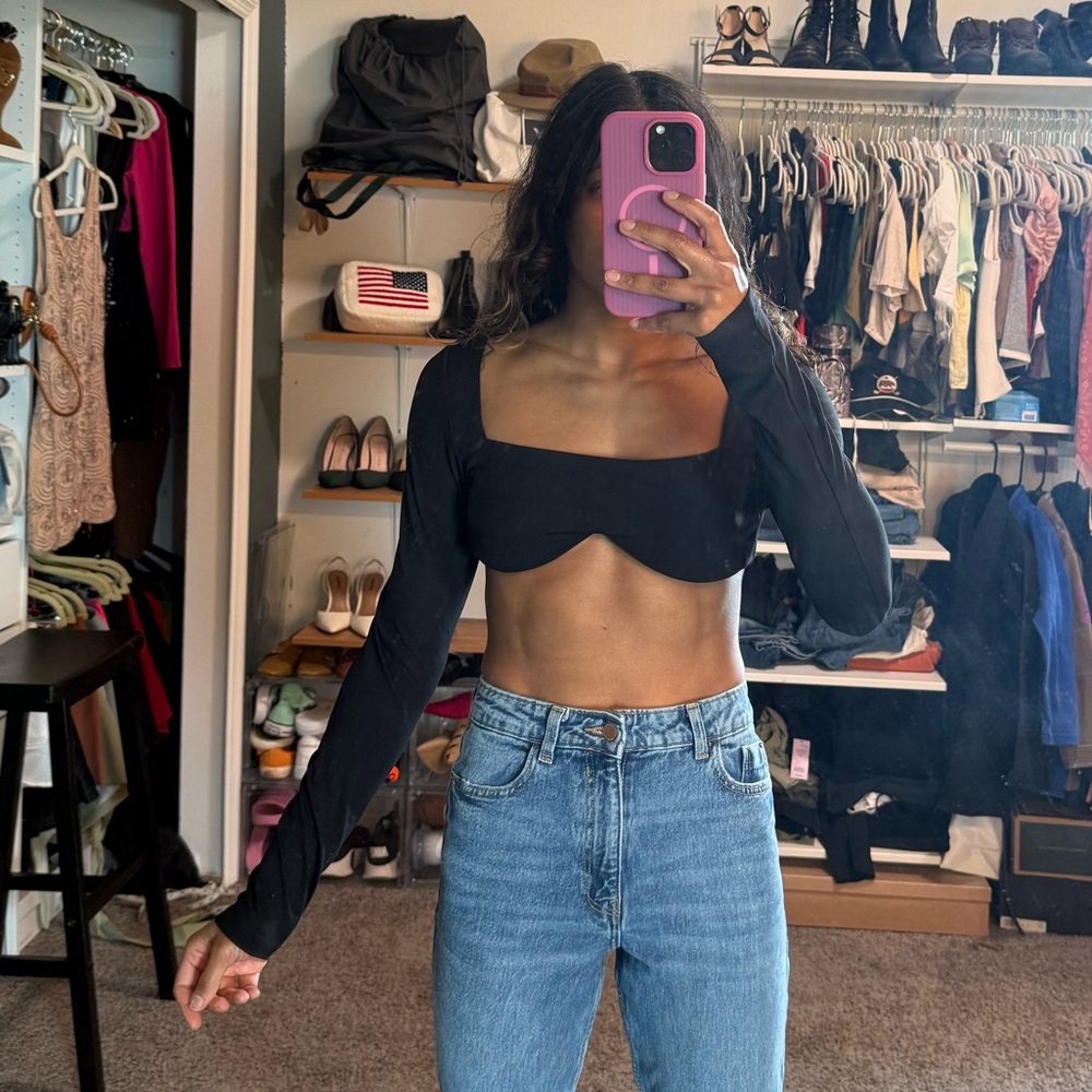 Revolve - Susana Monaco Black Long Sleeve Bustier